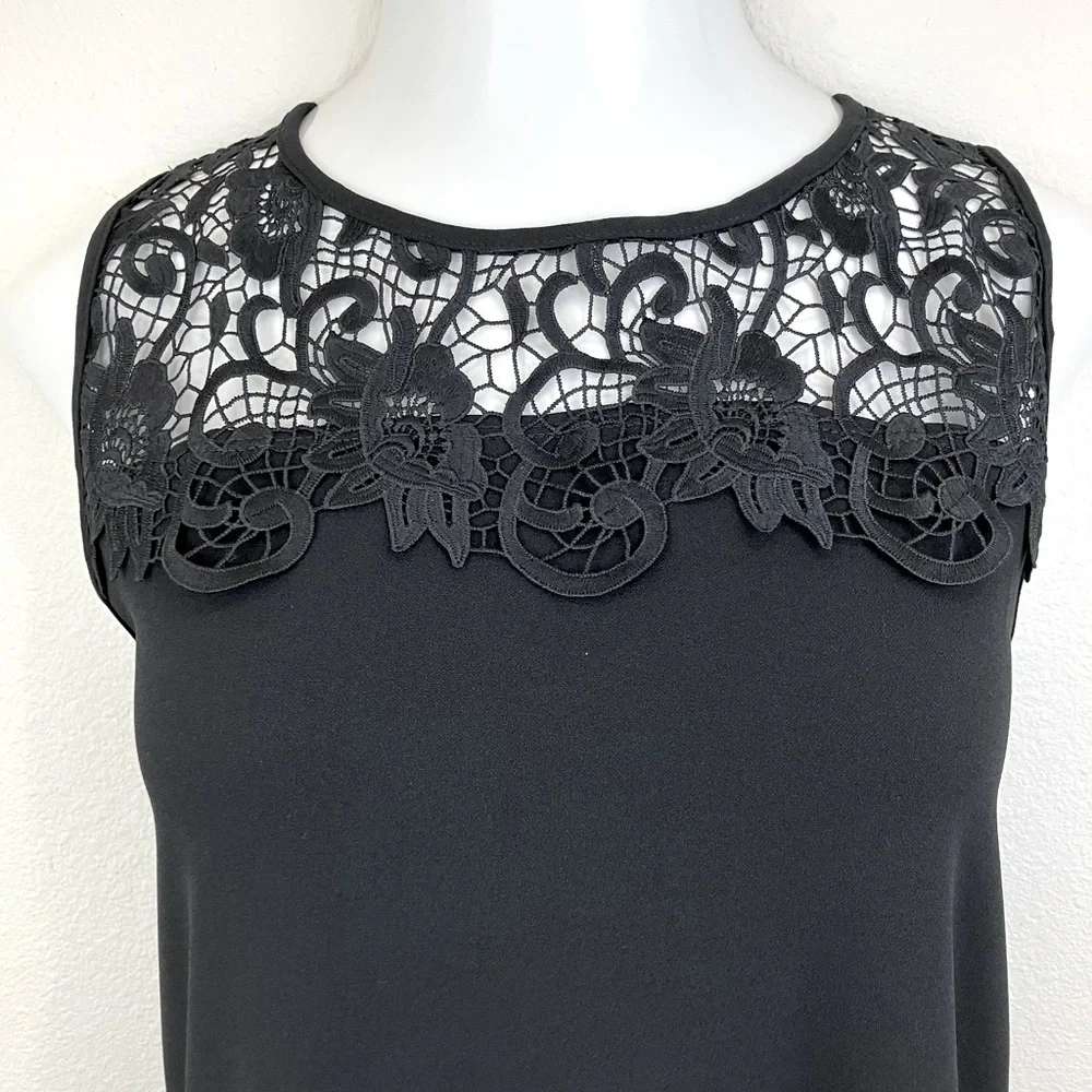 NWOT Marina Sleeveless Illusion Crew Neck Shift Dress